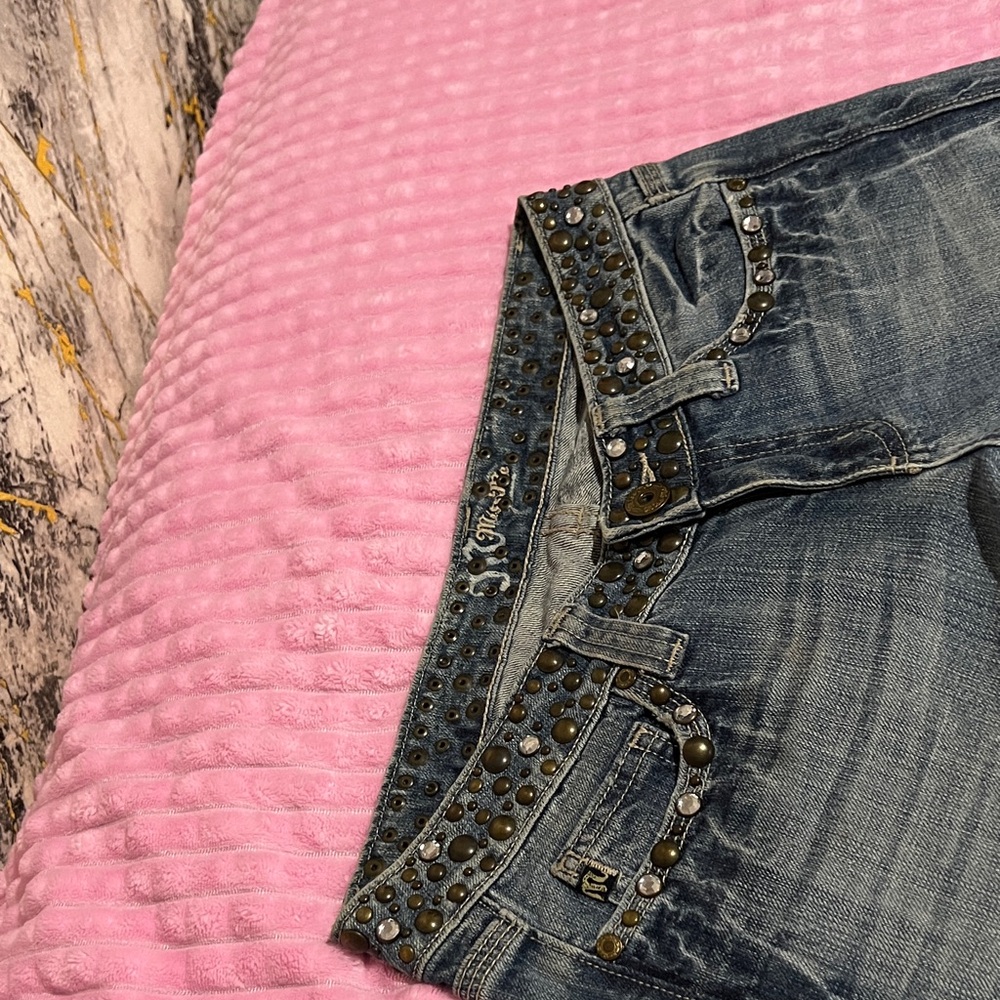 Miss Me Dark Blue Embellished Studded Blue Jeans
